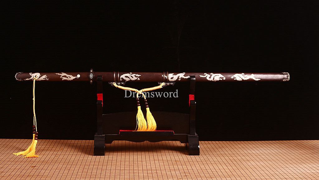 Handmade L6 steel Jian Traditional Chinese Sword Sharp Battle Ready New Brown Kiriha Zukuri
