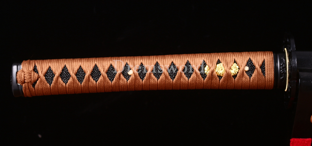 Handmade 9260 Spring Steel Katana Japanese Samurai Sword Full Tang for Practice SHINOGI-ZUKURI Black And Yellow