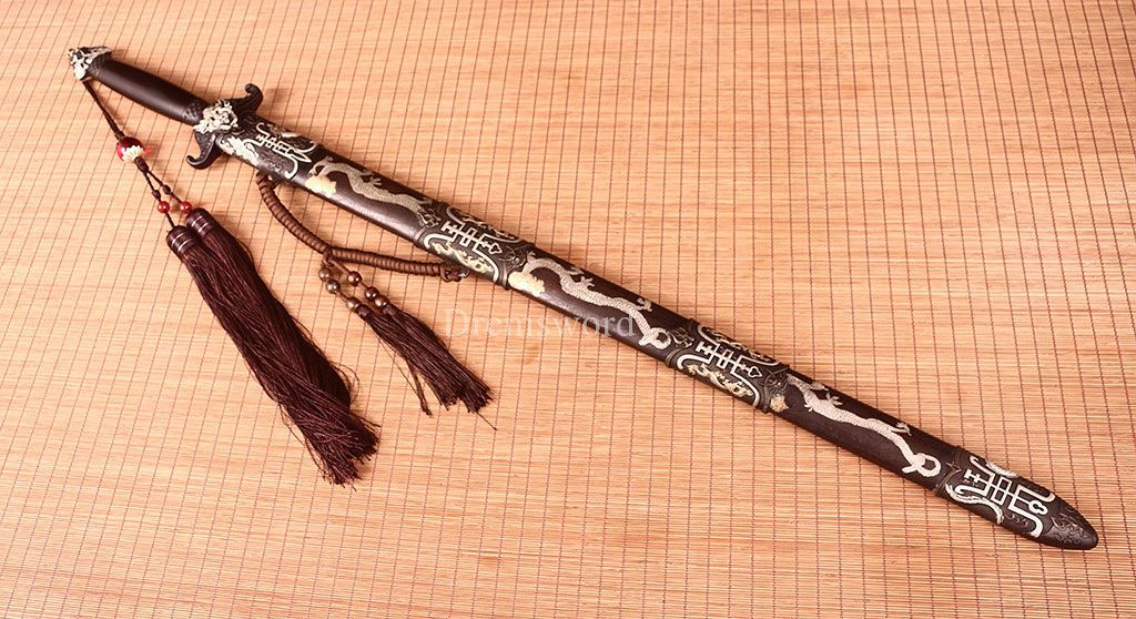 Handmade L6 steel Jian Traditional Chinese Sword Battle Ready Sharp New Brown JIAN