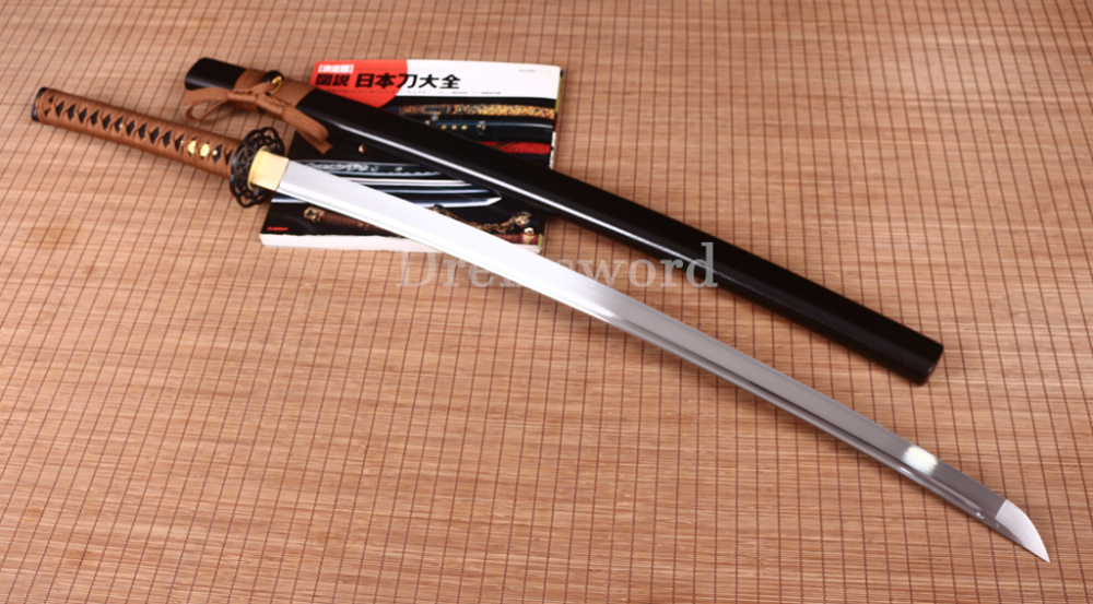 Handmade 9260 Spring Steel Katana Japanese Samurai Sword Full Tang for Practice SHINOGI-ZUKURI Black And Yellow