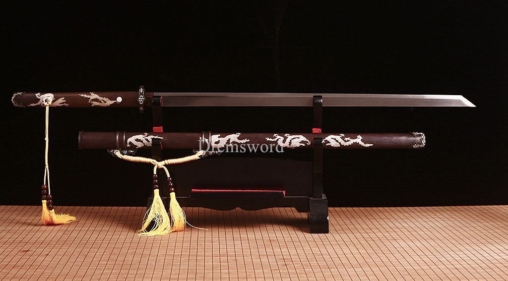 Handmade L6 steel Jian Traditional Chinese Sword Sharp Battle Ready New Brown Kiriha Zukuri