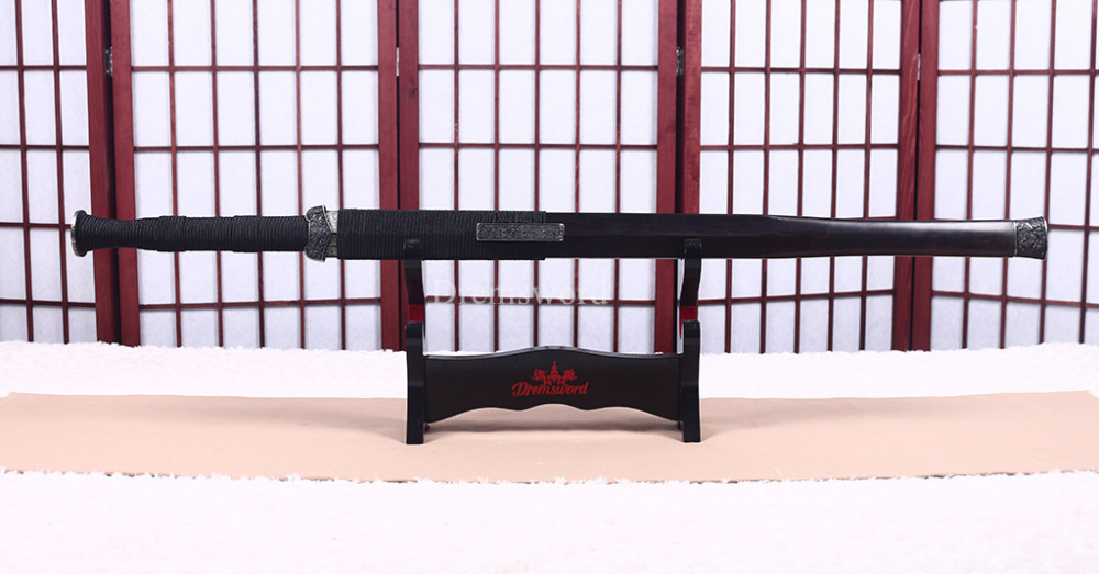 Damascus Folded Steel Han Jian Traditional Chinese Sword Handmade Battle Ready Han Jian Real Sharp Sword Black