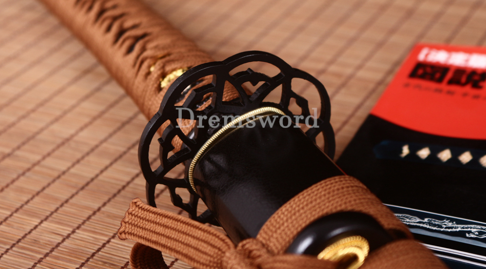 Handmade 9260 Spring Steel Katana Japanese Samurai Sword Full Tang for Practice SHINOGI-ZUKURI Black And Yellow