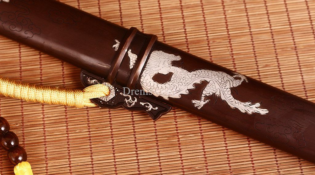 Handmade L6 steel Jian Traditional Chinese Sword Sharp Battle Ready New Brown Kiriha Zukuri