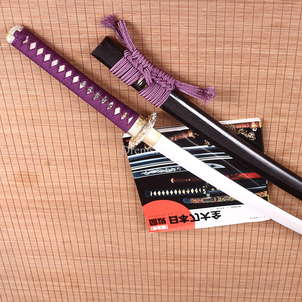 T10 Clay Tempered Hadori Polishing Suguha Hamon Katana Japanese Samurai Sword SHINOGI-ZUKURI Full Tang Black And Purple