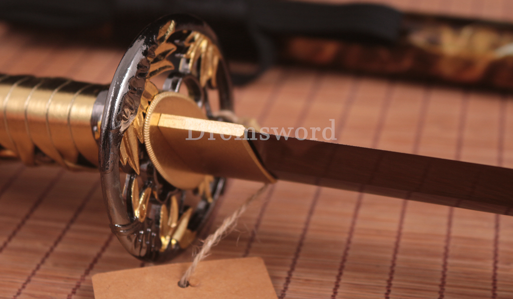 Handmade 9260 Spring Steel Katana Japanese Samurai Sword Battle Ready Full Tang Shinogi-Zukuri Gold