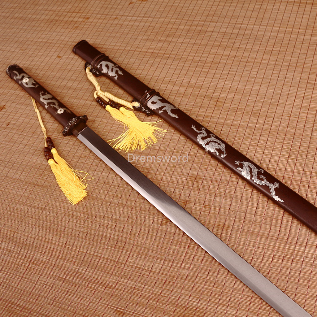 Handmade L6 steel Jian Traditional Chinese Sword Sharp Battle Ready New Brown Kiriha Zukuri