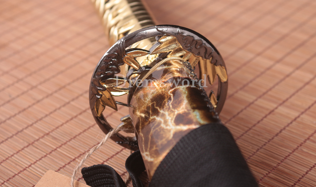 Handmade 9260 Spring Steel Katana Japanese Samurai Sword Battle Ready Full Tang Shinogi-Zukuri Gold