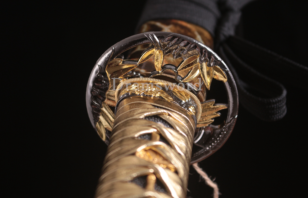Handmade 9260 Spring Steel Katana Japanese Samurai Sword Battle Ready Full Tang Shinogi-Zukuri Gold