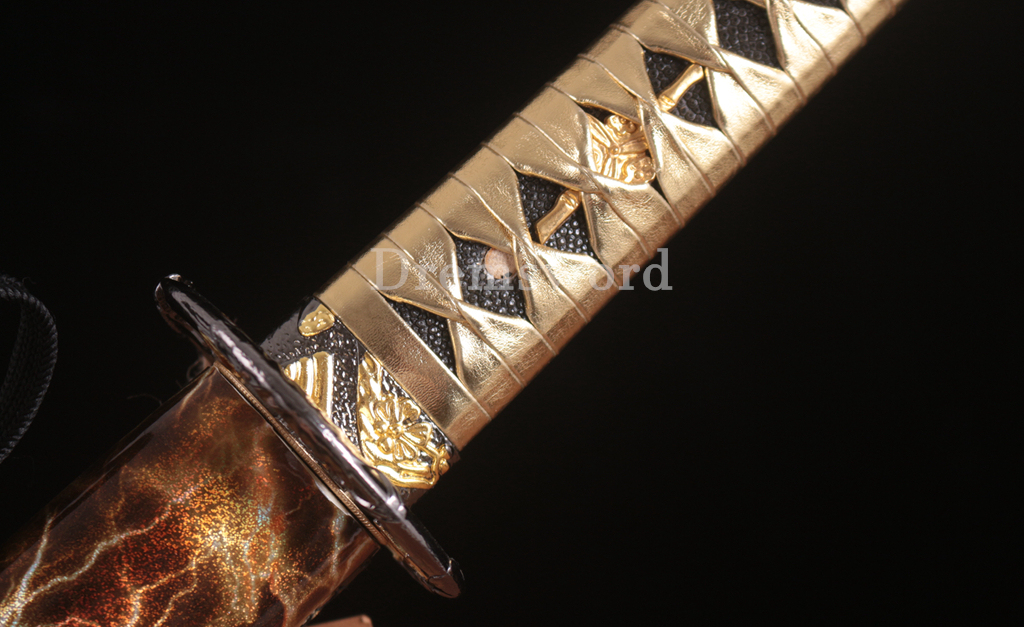 Handmade 9260 Spring Steel Katana Japanese Samurai Sword Battle Ready Full Tang Shinogi-Zukuri Gold