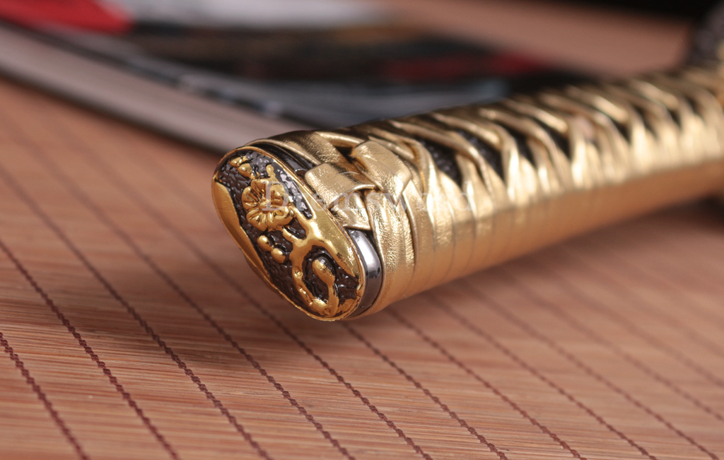 Handmade 9260 Spring Steel Katana Japanese Samurai Sword Battle Ready Full Tang Shinogi-Zukuri Gold
