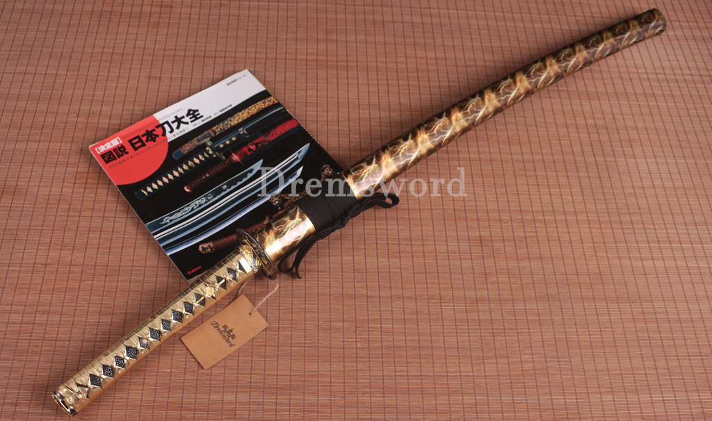 Handmade 9260 Spring Steel Katana Japanese Samurai Sword Battle Ready Full Tang Shinogi-Zukuri Gold