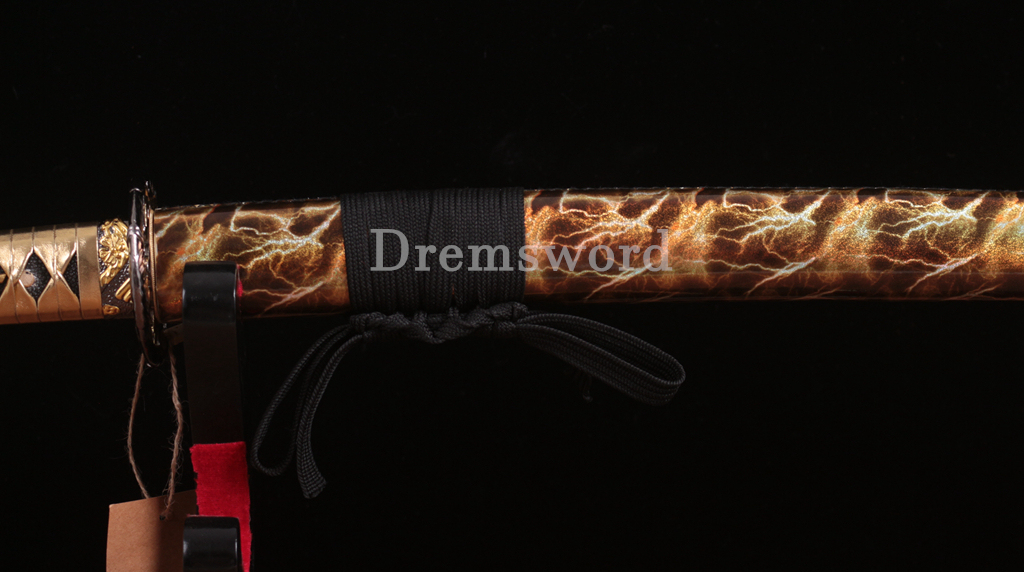 Handmade 9260 Spring Steel Katana Japanese Samurai Sword Battle Ready Full Tang Shinogi-Zukuri Gold
