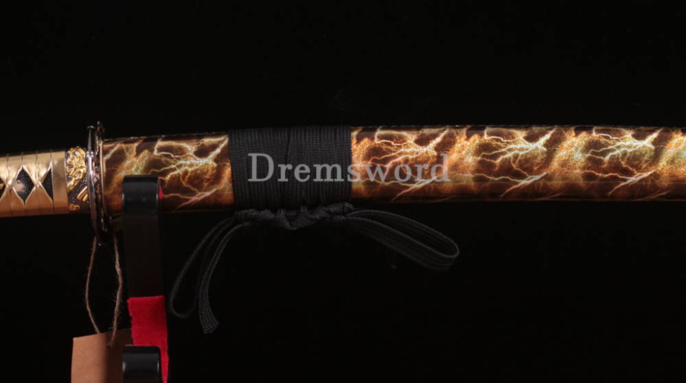 Handmade 9260 Spring Steel Katana Japanese Samurai Sword Battle Ready Full Tang Shinogi-Zukuri Gold