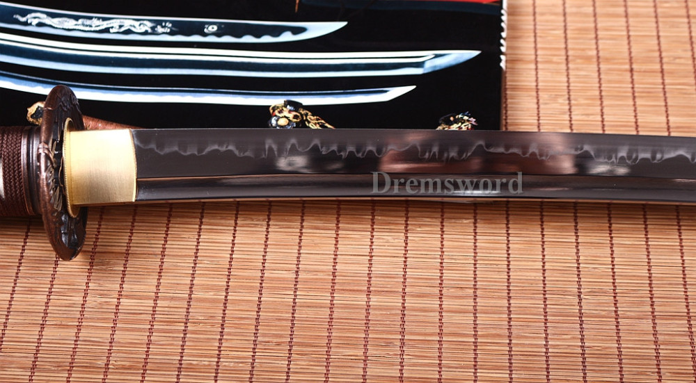 Promotion Handmade Clay tempered T10 Steel coffee Japanese Samurai Sword Shinogi-Zukuri battle ready sharp Black