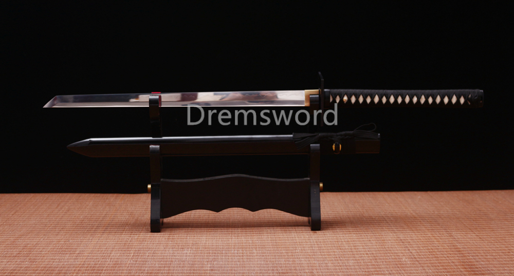 Handmade Clay tempered T10 Steel black sword ninjato Japanese Samurai ninja Sword full tang battle ready kiriha-ZUKURI sharp Real hamon.