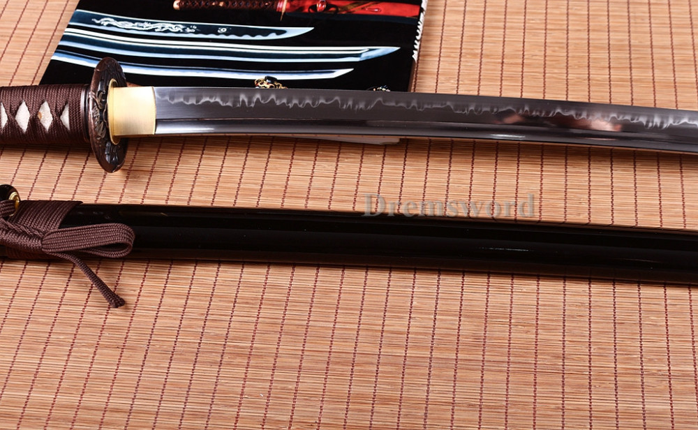 Promotion Handmade Clay tempered T10 Steel coffee Japanese Samurai Sword Shinogi-Zukuri battle ready sharp Black
