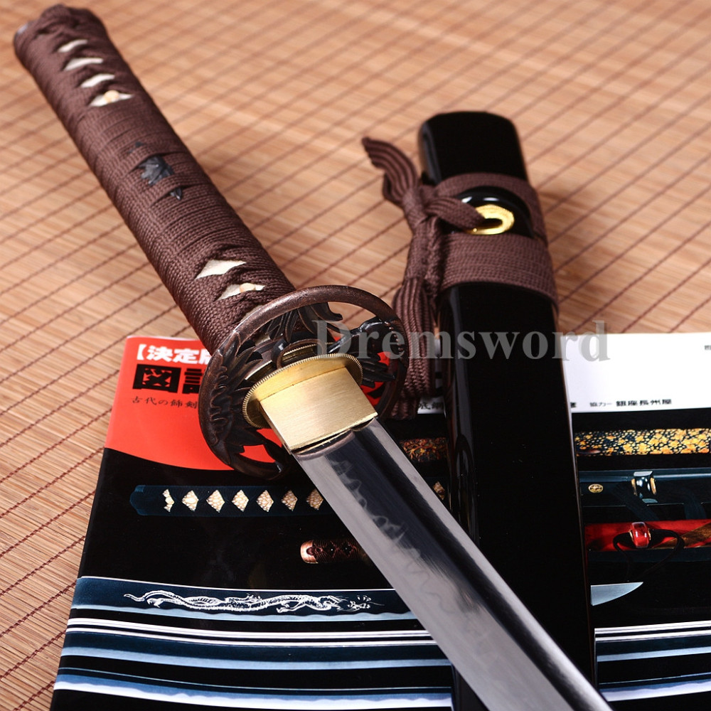 Promotion Handmade Clay tempered T10 Steel coffee Japanese Samurai Sword Shinogi-Zukuri battle ready sharp Black