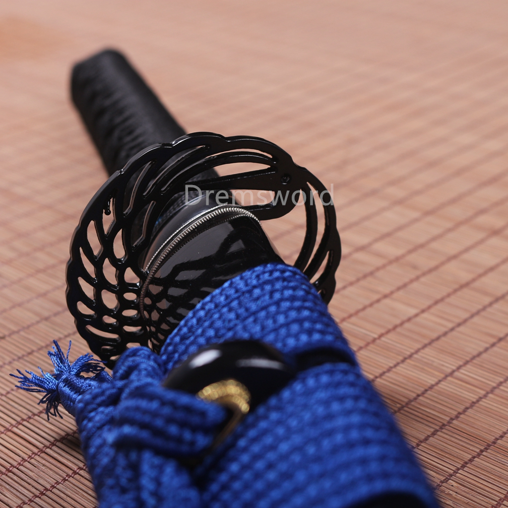 1095 High Carbon Steel Japanese Ninja Katana Sword with Dagger At The Tip SHINOGI-ZUKURI Black