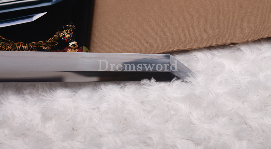 18.9 inch Handmade T10 Steel Clay Tempered black and white Ninjato Japanese Ninja Tanto Short Sword full tang battle ready sharp Real Hamon KAMASU-KISSAKI(straight）kiriha-ZUKURI