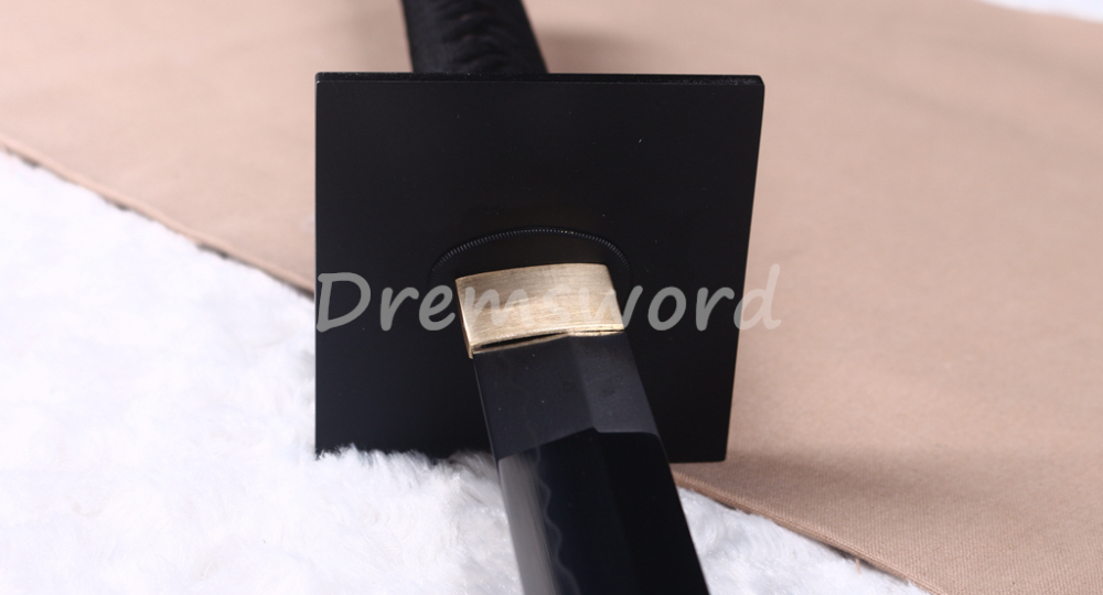 Handmade Clay tempered T10 Steel Japanese Samurai black and white ninjato Sword full tang ninja sword battle ready sharp KAMASU-KISSAKI(straight）kiriha-ZUKURI Real Hamon.