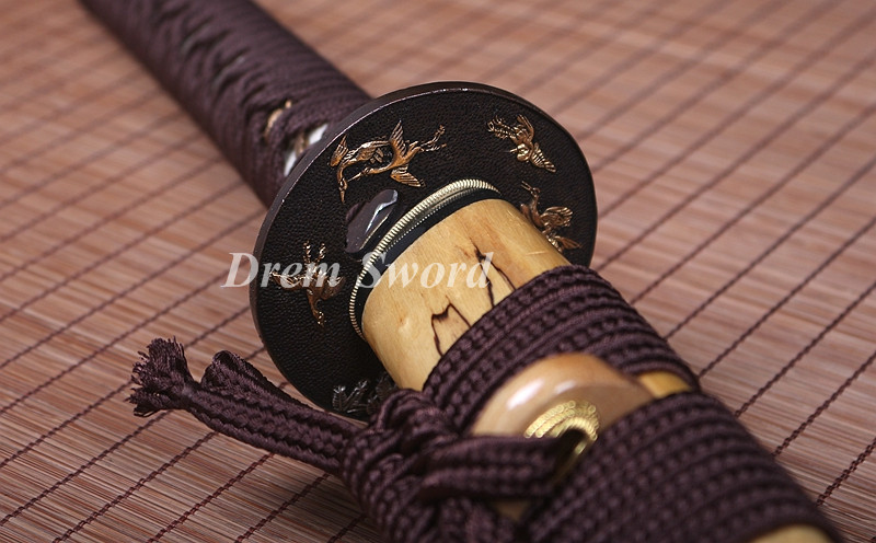 High quality Clay tempered T10 steel japanese samurai katana sword CHOJI hamon full tang battle ready sharp Shinogi-Zukuri brown