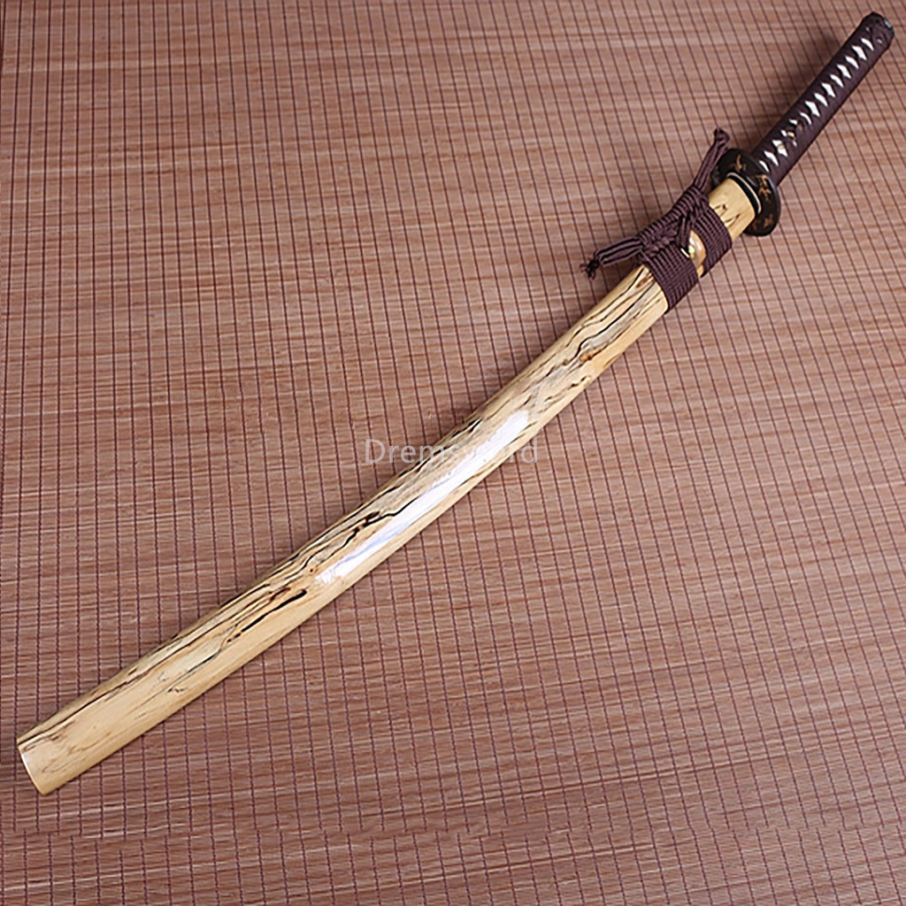 High quality Clay tempered T10 steel japanese samurai katana sword CHOJI hamon full tang battle ready sharp Shinogi-Zukuri brown