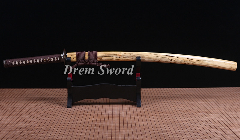 High quality Clay tempered T10 steel japanese samurai katana sword CHOJI hamon full tang battle ready sharp Shinogi-Zukuri brown