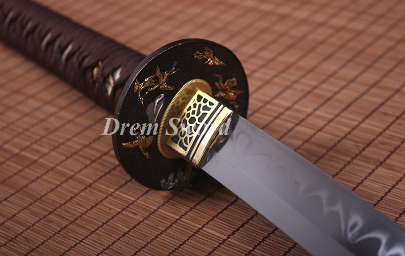 High quality Clay tempered T10 steel japanese samurai katana sword CHOJI hamon full tang battle ready sharp Shinogi-Zukuri brown