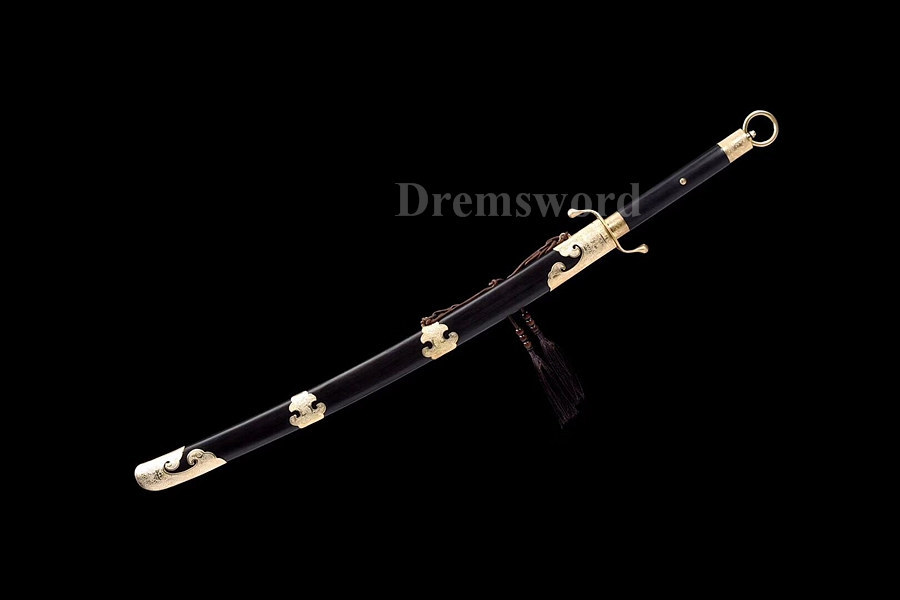 Hand forge folded steel clay tempered Chinese tai ji Sword 太极刀 battle ready Hira Zukuri Black O-KISSAKI