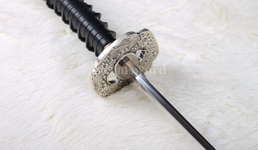 Hand forged clay tempered Folded Steel Hazuya Polish Japanese Samurai wakizashi Sword blossom engraved Razor Sharp SHINOGI-ZUKURI Black