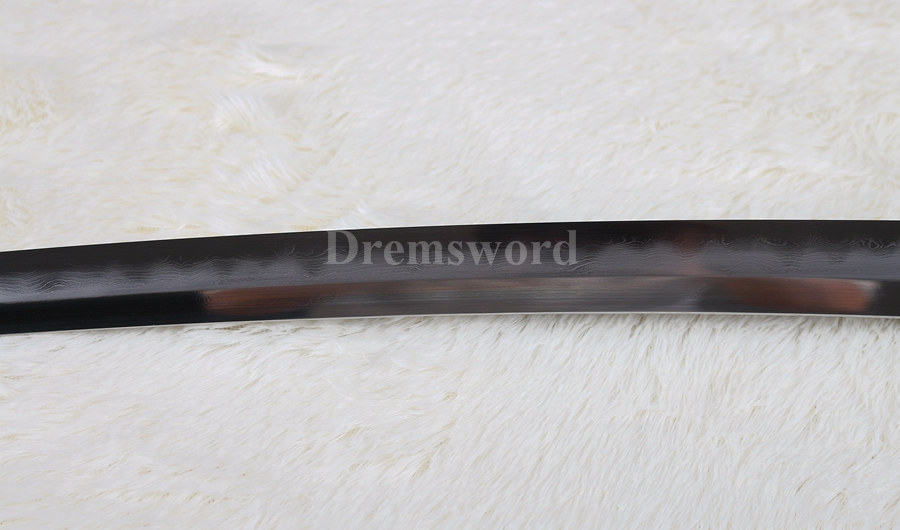 Hand forged clay tempered Folded Steel Hazuya Polish Japanese Samurai wakizashi Sword blossom engraved Razor Sharp SHINOGI-ZUKURI Black
