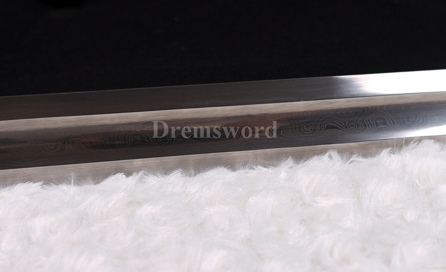 Damascus folded steel Fully Hand made rosewood chinese 环首刀 sword battle ready Kiriha-Zukuri Coffee