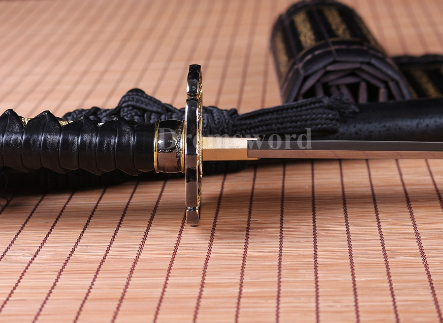 Battle ready hand forged 1095 high carbon steel katana japanese samurai sword full tang Shinogi-Zukuri black