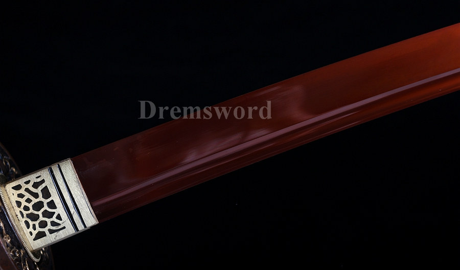 Handmade 1095 high carbon steel red blade katana Japanese Samurai Sword full tang sharp battle ready Shinogi-Zukuri Black & Purple