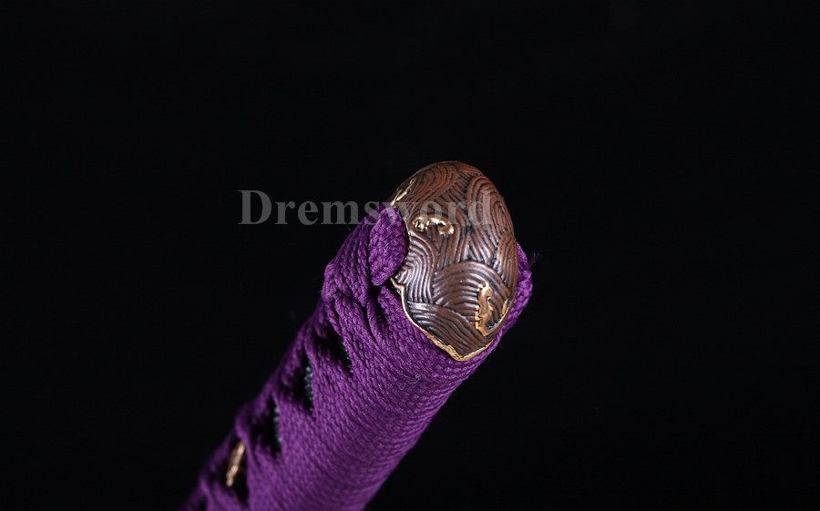 Handmade 1095 high carbon steel red blade katana Japanese Samurai Sword full tang sharp battle ready Shinogi-Zukuri Black & Purple