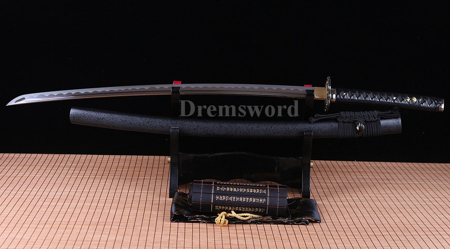 Battle ready hand forged 1095 high carbon steel katana japanese samurai sword full tang Shinogi-Zukuri black