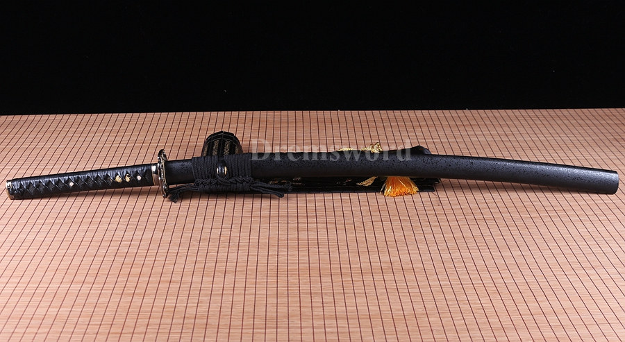 Battle ready hand forged 1095 high carbon steel katana japanese samurai sword full tang Shinogi-Zukuri black