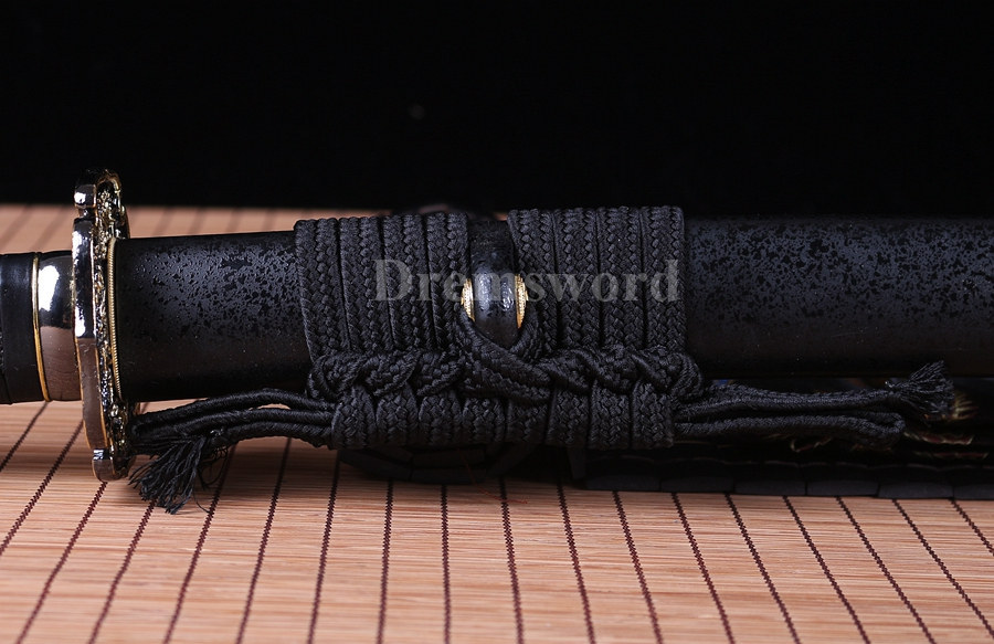 Battle ready hand forged 1095 high carbon steel katana japanese samurai sword full tang Shinogi-Zukuri black