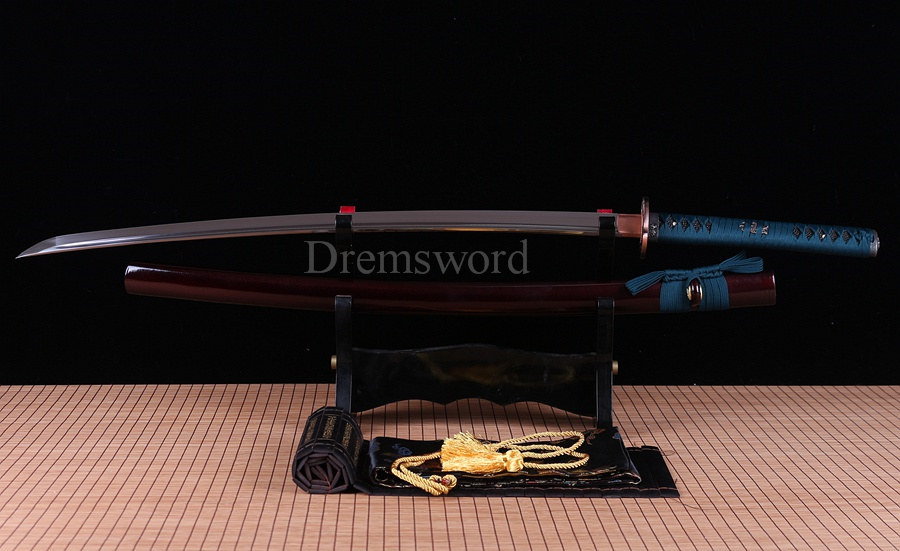 Japanese Samurai Sword Katana 9260 Spring Steel battle ready full tang sharp Shinogi-Zukuri black