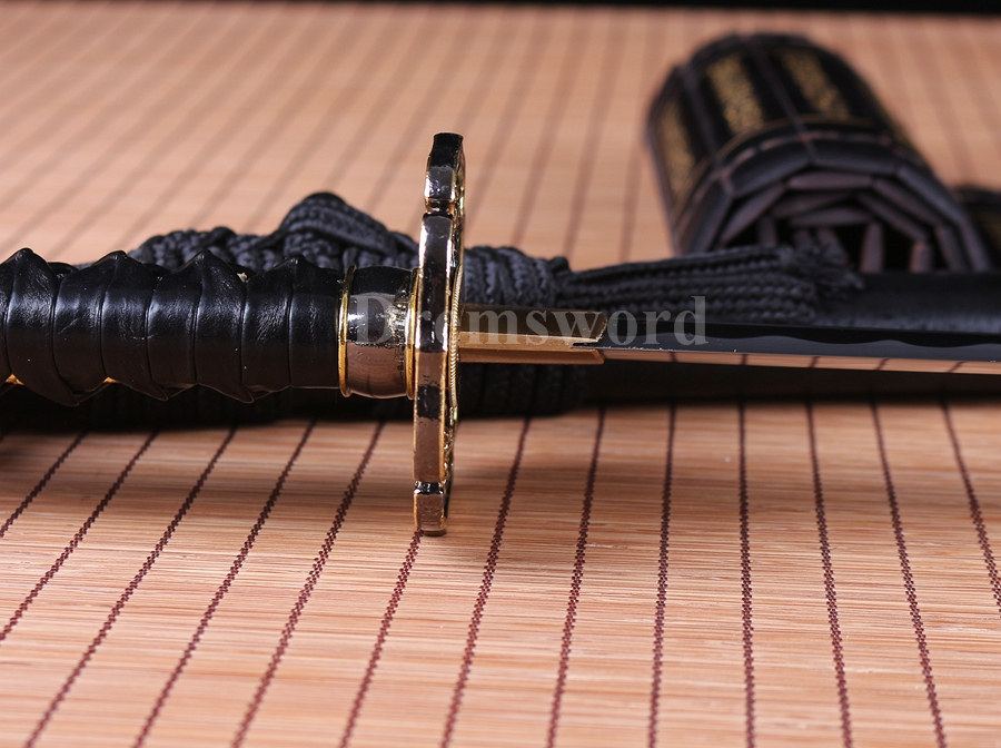 Battle ready hand forged 1095 high carbon steel katana japanese samurai sword full tang Shinogi-Zukuri black