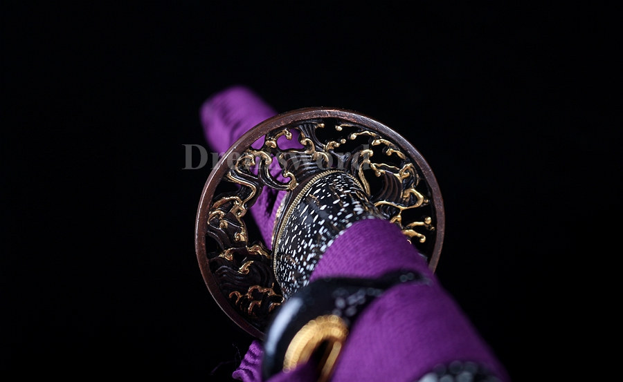 Handmade 1095 high carbon steel red blade katana Japanese Samurai Sword full tang sharp battle ready Shinogi-Zukuri Black & Purple