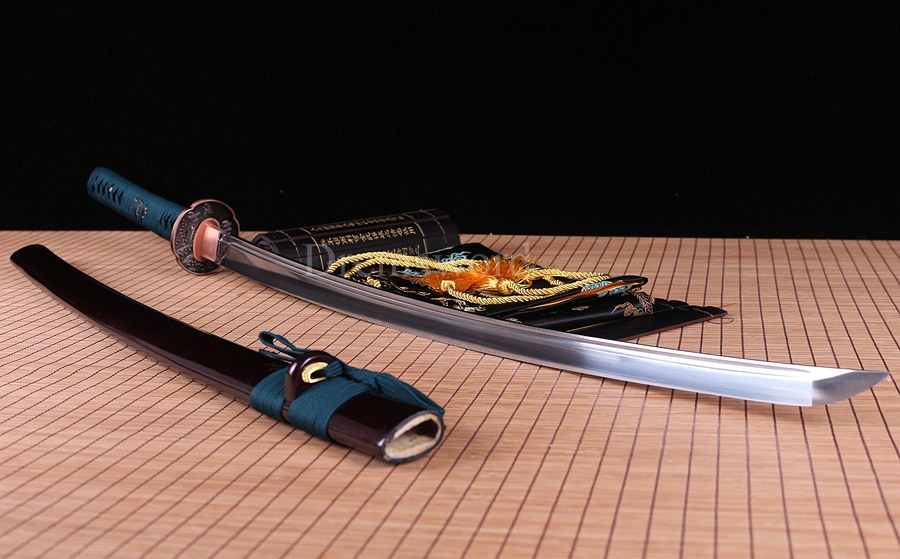 Japanese Samurai Sword Katana 9260 Spring Steel battle ready full tang sharp Shinogi-Zukuri black