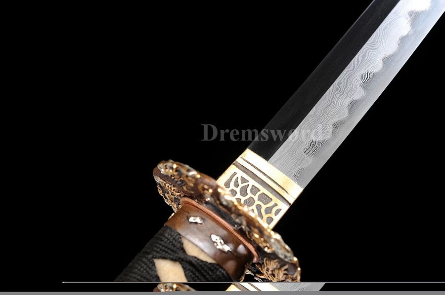 Clay Tempered Hand forged katana Folded Steel Japanese samurai Sword full tang Razor Sharp Shinogi-Zukuri black
