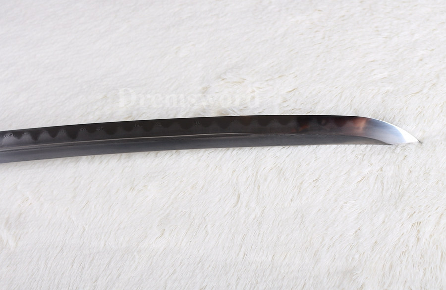 Fully handmade Clay Tempered Folded Steel katana Japanese samurai Sword full tang Unokubi-Zukuri battle ready Razor Sharp black