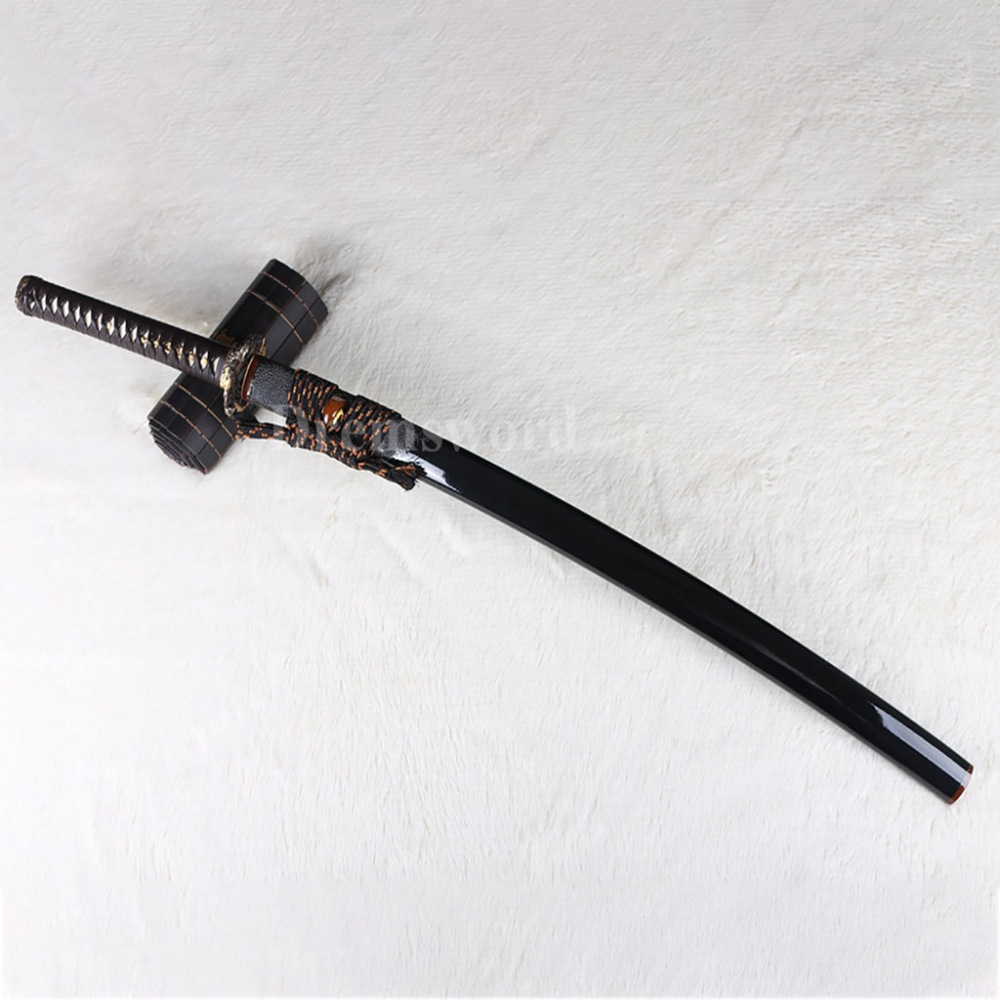 Fully handmade Clay Tempered Folded Steel katana Japanese samurai Sword full tang Unokubi-Zukuri battle ready Razor Sharp black