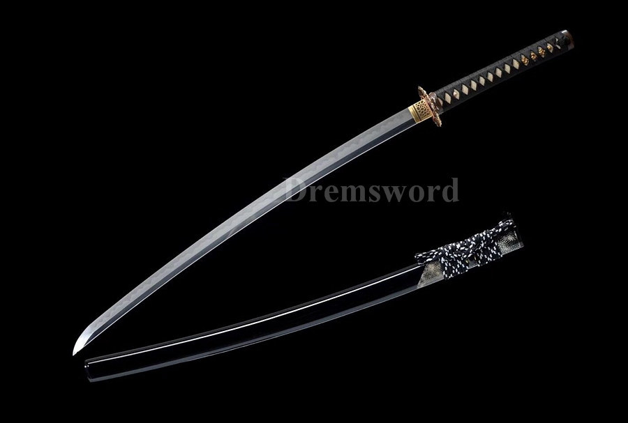 Clay Tempered Hand forged katana Folded Steel Japanese samurai Sword full tang Razor Sharp Shinogi-Zukuri black