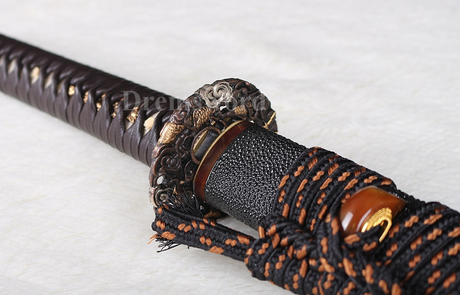 Fully handmade Clay Tempered Folded Steel katana Japanese samurai Sword full tang Unokubi-Zukuri battle ready Razor Sharp black