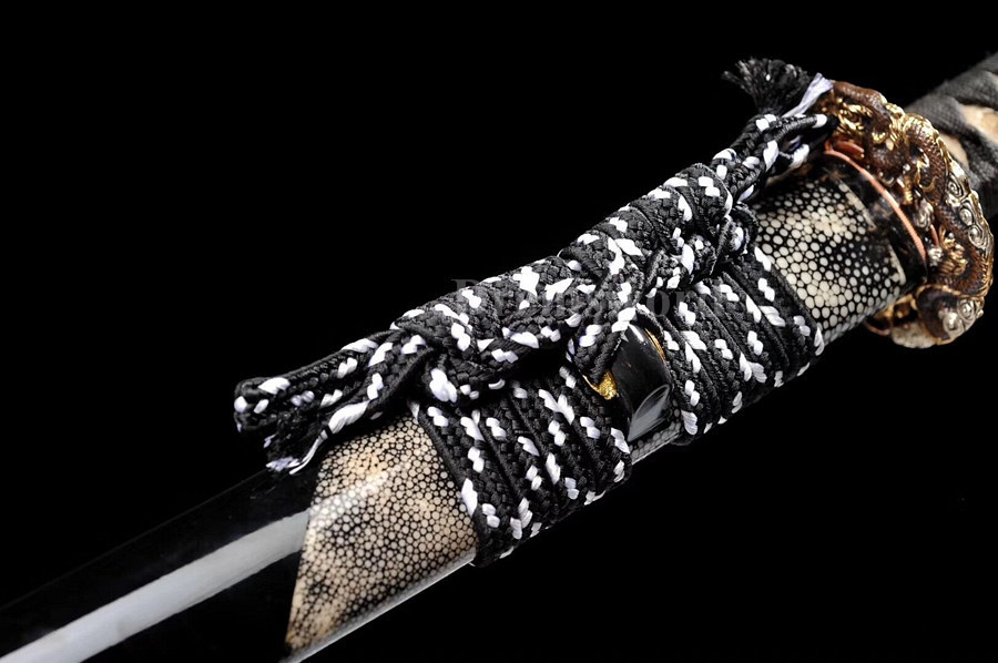 Clay Tempered Hand forged katana Folded Steel Japanese samurai Sword full tang Razor Sharp Shinogi-Zukuri black