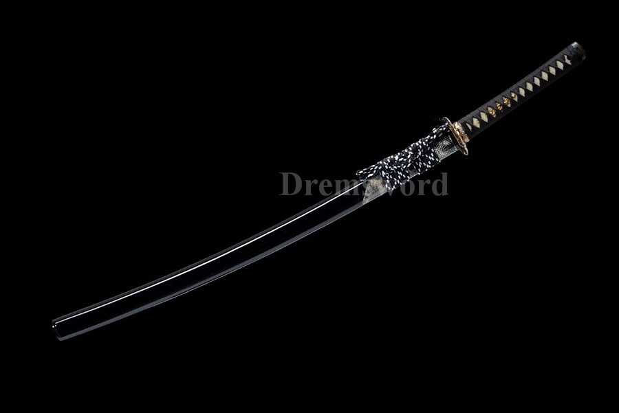 Clay Tempered Hand forged katana Folded Steel Japanese samurai Sword full tang Razor Sharp Shinogi-Zukuri black